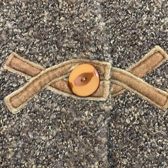 Anthropologie HWR Brown Boucle Knit Velvet Trim Button Cardi Blazer Sweater XS - Picture 7 of 16